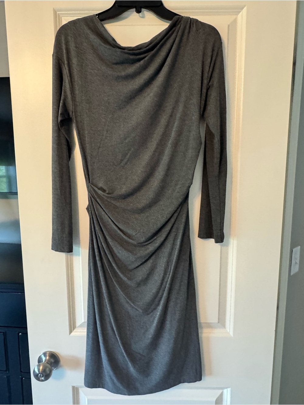 MM Lafleur Charcoal Grey Draped Long-Sleeve Dress